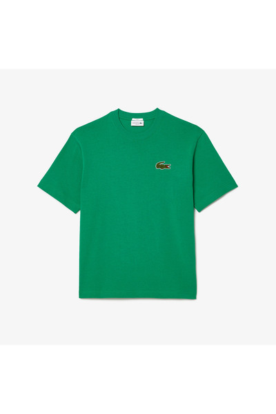Lacoste Unisex Loose Fit Bisiklet Yaka Organik Pamuk Yeşil T-Shirt