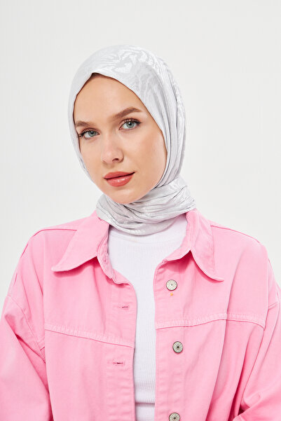Scarf Gi Shine Diagonale Jacquard Shawl - Ασημί Γκρι