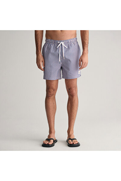 Gant Erkek Mavi Regular Fit Çizgili Mayo Şort