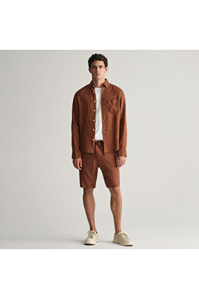 Gant Erkek Kahverengi Relaxed Fit Keten Şort