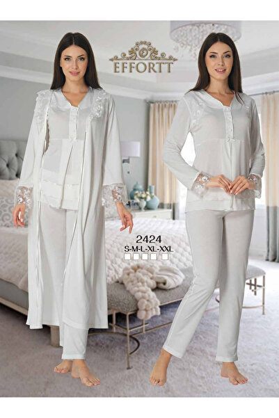 Effortt Venra bebek  EFFORT Lohusa Hamile Sabahlıklı Pijama Takımı dentel dey...