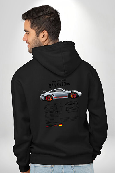 Angemiel Porche 911Gt3 Rs Racing Black Hooded Unisex Sweatshirt