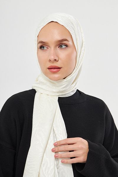 Scarf Gi Shine Zebra Jacquard Shawl - Κρεμ Χρώμα