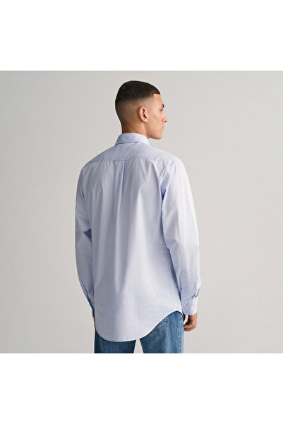 Gant Erkek Mavi Regular Fit Düğmeli Yaka Poplin Gömlek