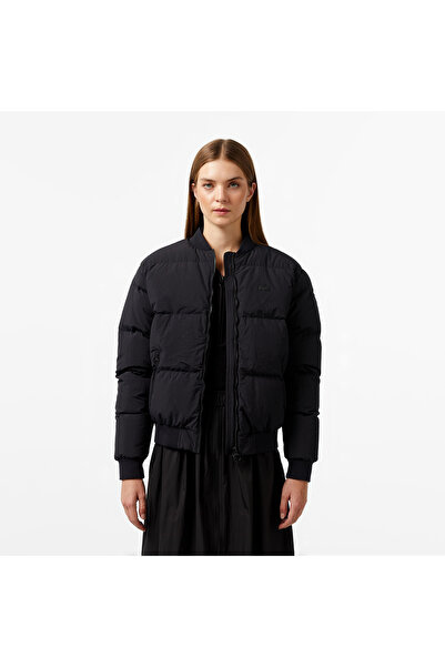 Lacoste Kadın Relaxed Fit Dik Yaka Siyah Mont