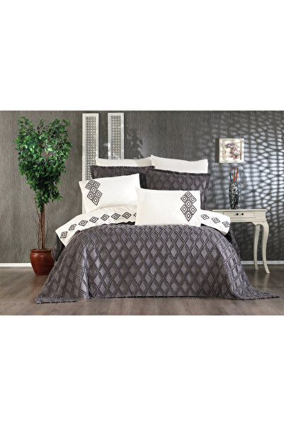 Şekerbibi Anthracite Liya 9 Piece Pique Duvet Cover Set