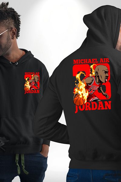Angemiel Michael Bulls Basketball Cartoon Print - Black Hooded Unisex Sweatshirt