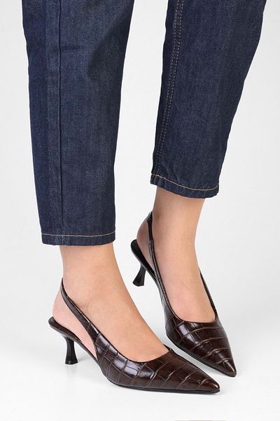 Shoeberry Damen-Stiletto mit Avey-Kaffee-Krokodilmuster