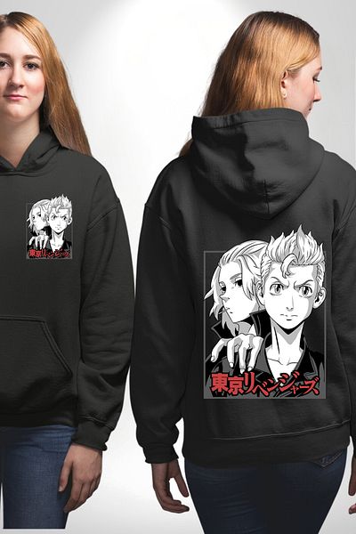 Angemiel Tokyo Revengers Anime Black Hooded Unisex Sweatshirt - Pocket and Back Printed
