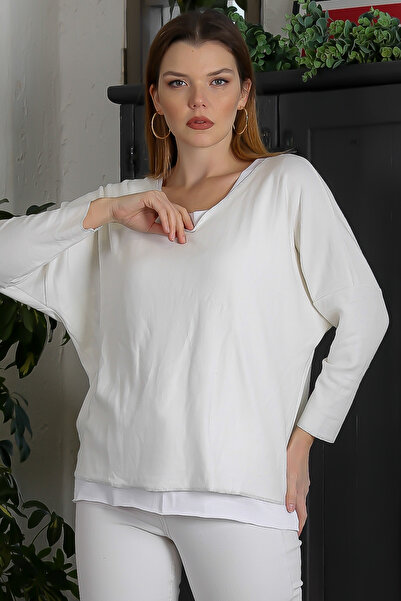 Chiccy Екрю V-подібний виріз, рукави-крила, двоє в комплекті, повсякденна в'язана блуза