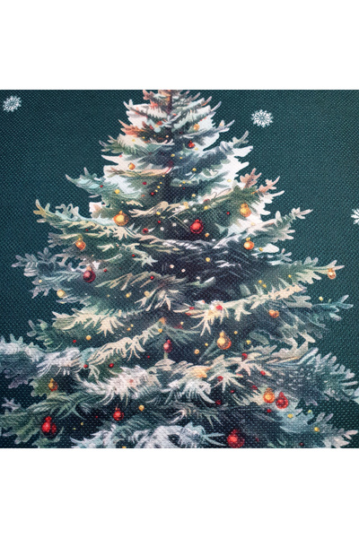 DECO Pine Tree Pattern Petrol Green Throw Pillow Cover Christmas Concept