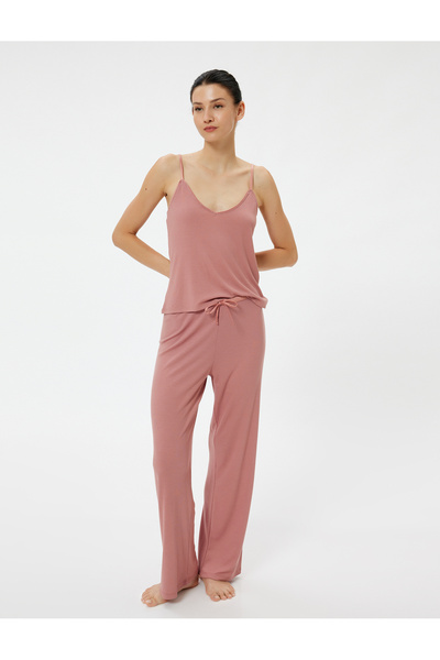 Koton Wide Leg and Waist Tie Pajama Bottoms