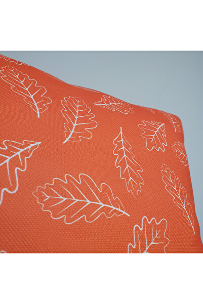 DECO Orange Leaf Patterned Autumn Themed Throw Pillow Cover