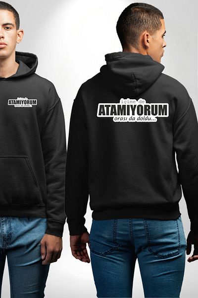 Angemiel Unisex Black Hooded Sweatshirt with Writing Full of Oras