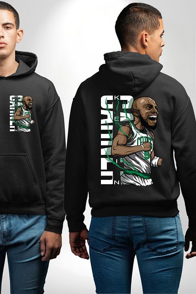 Angemiel Celtics Basketball Cartoon - Unisex Sweatshirt with Black Hood and Pocket Print