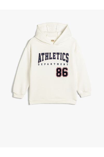 Koton Oversize bavlněná mikina s kapucí College Printed - rastrová