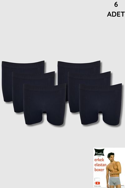 Tutku 0114 Tutku Black Men's Elastane Boxers - Pack of 6