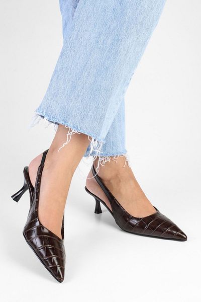 Shoeberry Damen-Stiletto mit Avey-Kaffee-Krokodilmuster