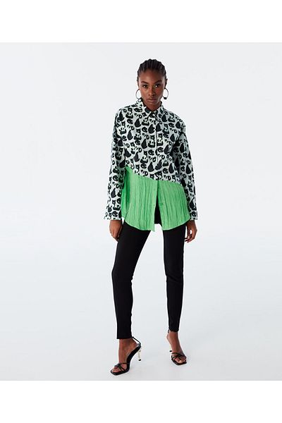Twist قميص بنمط Colorblock