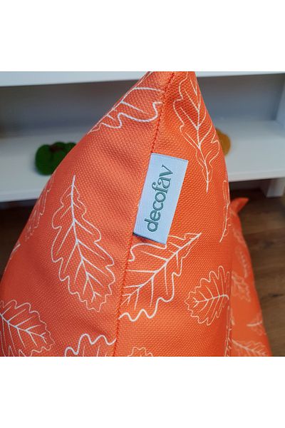 DECO Orange Leaf Patterned Autumn Themed Throw Pillow Cover