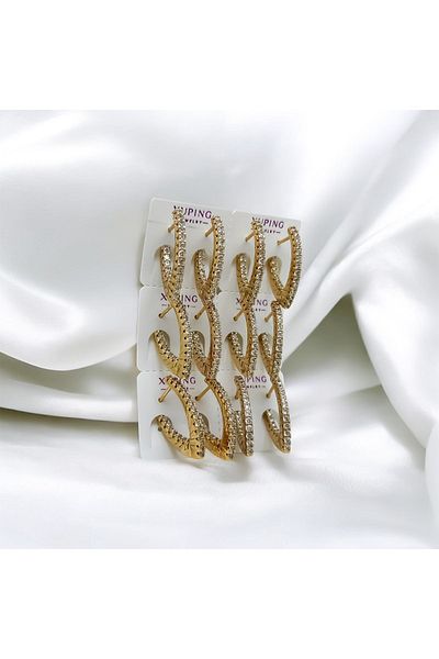 MELLS TAKI Vip Special Series - Stylish Design Zircon Stone Detailed Gold Earrings 316L Stainless Steel