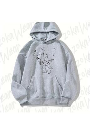 ZOKAWEAR Gri Laufey Merch Jingle Bunny Tasar m Bask l Kap onlu Sweatshirt Fiyat Yorumlar Trendyol