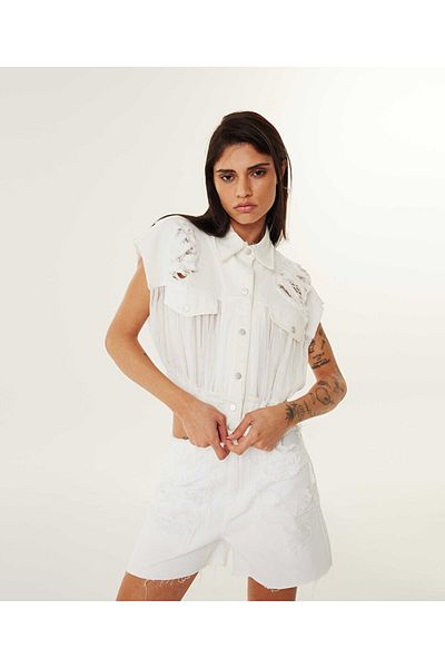 Twist Jeans-Shorts mit Antik-Effekt