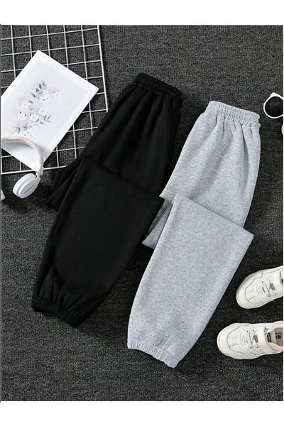 Duples Φούτερ 2 κλωστών Unisex ανδρικό-γυναικείο μαύρο γκρι 2 τεμαχίων