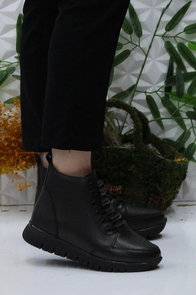 Polaris 105304   Black Comfortable Original Product Flexible Genuine Leather Women's Boots