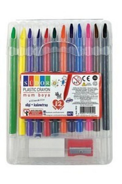 Fatih Südor Plastic Crayon 12 Pack Candle Paint (with eraser + sharpener gift)