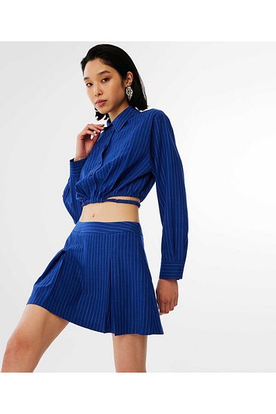 Twist Striped Crop Shirt