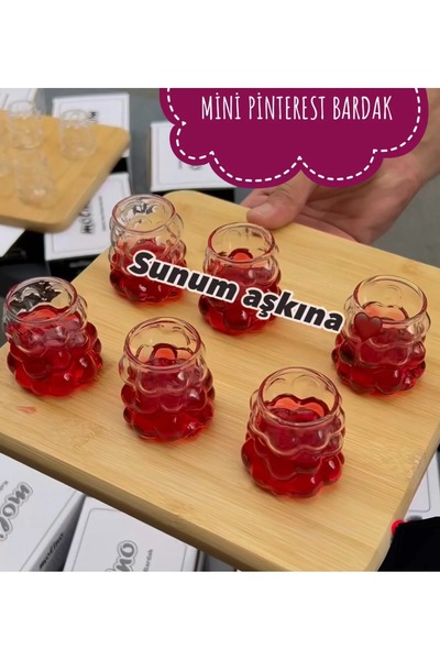 İLBEY Life Boncuk Kahve Yanı Bardak 6'lı Mini Üzüm Bardak Boncuk Şekilli Pint...