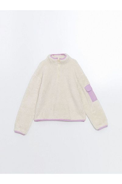 LC Waikiki Lcw Kids Beige Stand Collar Girls Tracksuit Set