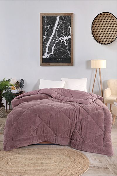 TİNİMİNİ HOME Double Welsoft 100% Cotton Silicone Quilt |   Double Sided |   63 Wire Woven Fabric |   Dried Rose