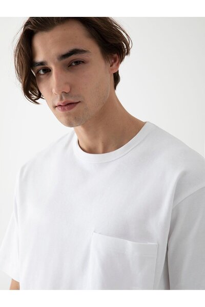 Ltb Relaxed Fit White T-shirt with Pockets