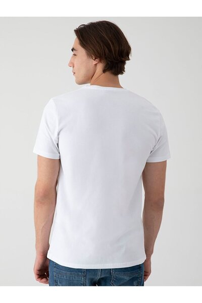 Ltb Μπλουζάκι με λαιμόκοψη με κοντό μανίκι λεπτό λευκό