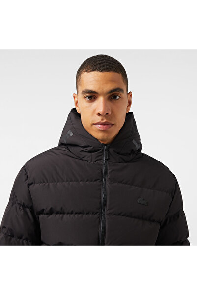 Lacoste Kapüşonlu Kapitone Erkek Siyah Mont