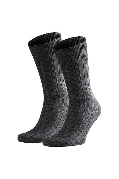 FALKE Packung mit 2 Herren-Socken – Teppich im Schuh, Merinowolle, Unifarben