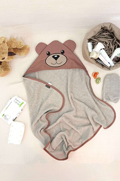 mordesign Morbear Series Baby Embroidered Towel and Washcloth Set - Cotton Soft Newborn Towel