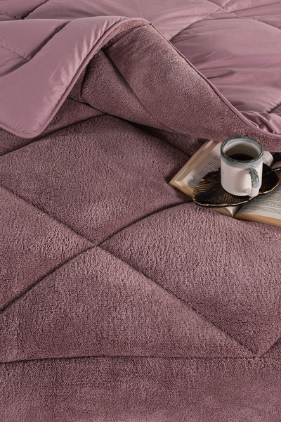 TİNİMİNİ HOME Double Welsoft 100% Cotton Silicone Quilt | Double Sided | 63 Wire Woven Fabric | Dried Rose