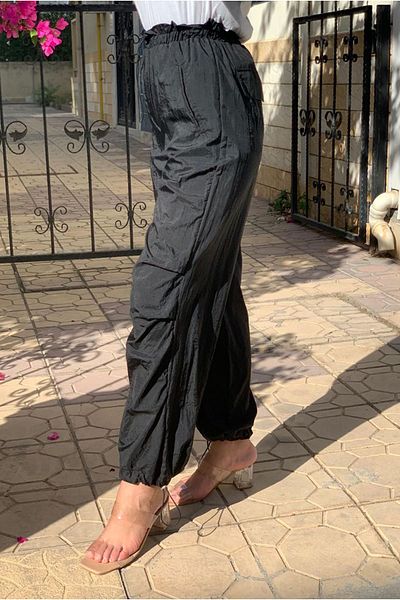 Moda Rosa 23Y4568 - BLACK - PARASHUT JOGGER PANT