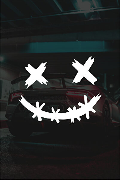 Quart Aksesuar 14 x 11 Cm Dikenli Gülen Yüz Oto Sticker Araba Cam Sticker