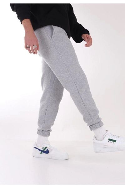 THE WHITE Men's Gray Sweatpants with Elastic Legs