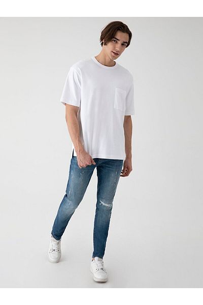 Ltb Λευκό μπλουζάκι Relaxed Fit με τσέπες