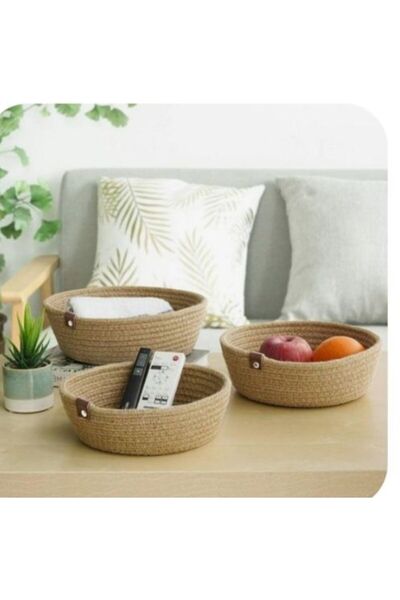 bayram taşcıoğlu home desing 3 Adet Düzenleyici Sepet, Anahtarlık, Organizer, Hasır Sepet, Üçlü Sepet