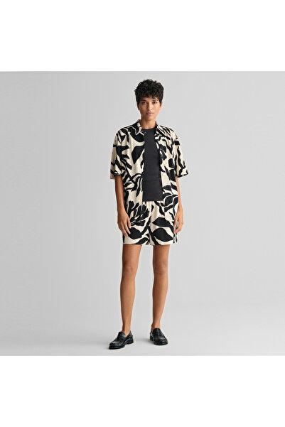 Gant Kadın Krem Relaxed Fit Desenli Şort