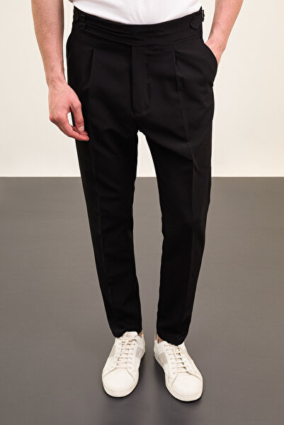 Mcr Прямі брюки Super Slim Fit з поясом на пряжці та складками, чорні - 38259.24Y