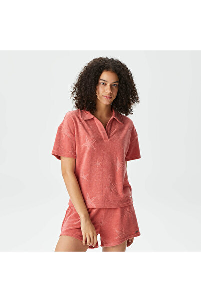 Nautica Kadın Kiremit Relaxed Fit Polo Yaka T-Shirt