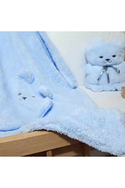 bebek_iklimi Ayıcıklı Battaniye Yumuşak Pelüş Mavi   *** En güzel doğum hediy...