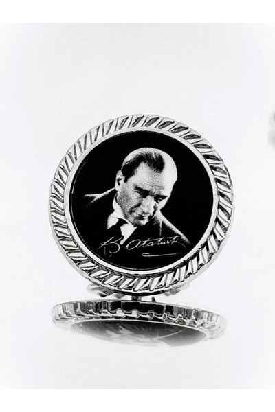 YÖRÜK TASARIM Atatürk Gümüş Kaplama / Damla Mineli Yaka Rozeti